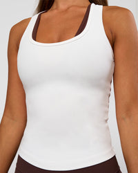 Flow Rib Scoop Neck Tank - White