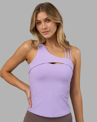 Woman wearing Galvanise Splice Shelf Bra Tank - Pale Lilac | Model:Leilani | Size:XS | Thumbnail Index: 2