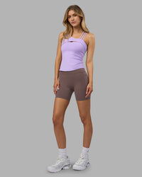 Woman wearing Galvanise Splice Shelf Bra Tank - Pale Lilac | Model:Leilani | Size:XS | Thumbnail Index: 4