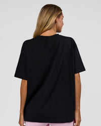 Woman wearing Go-To 1% Better Every Day FLXCotton Oversized Tee - Black-White | Model:Amity | Size:XS | Thumbnail Index: 4
