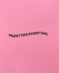 Woman wearing Go-To 1% Better Every Day FLXCotton Oversized Tee - Candy Pink-Black | Model:Amity | Size:XS | Thumbnail Index: 1