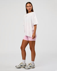 Woman wearing Go-To Break Through FLXCotton Oversized Tee - White-Marshmallow | Model:Brylee | Size:XS | Thumbnail Index: 4