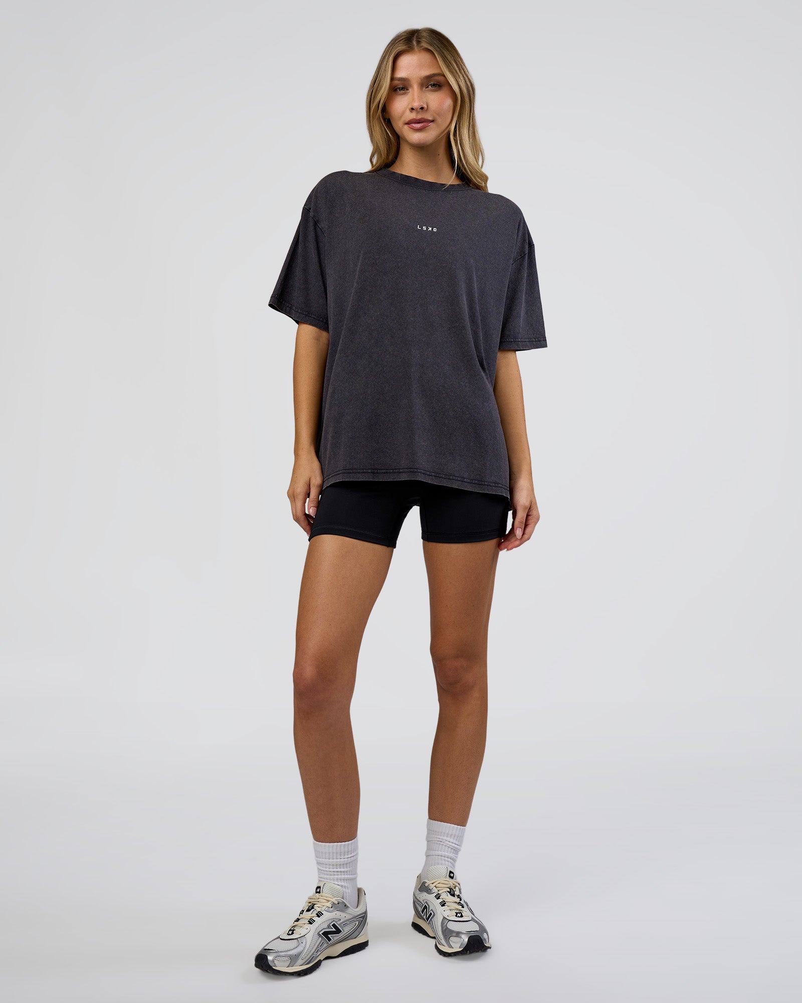Go-To FLXCotton Oversized Tee - Black Washed-White | LSKD – LSKD US
