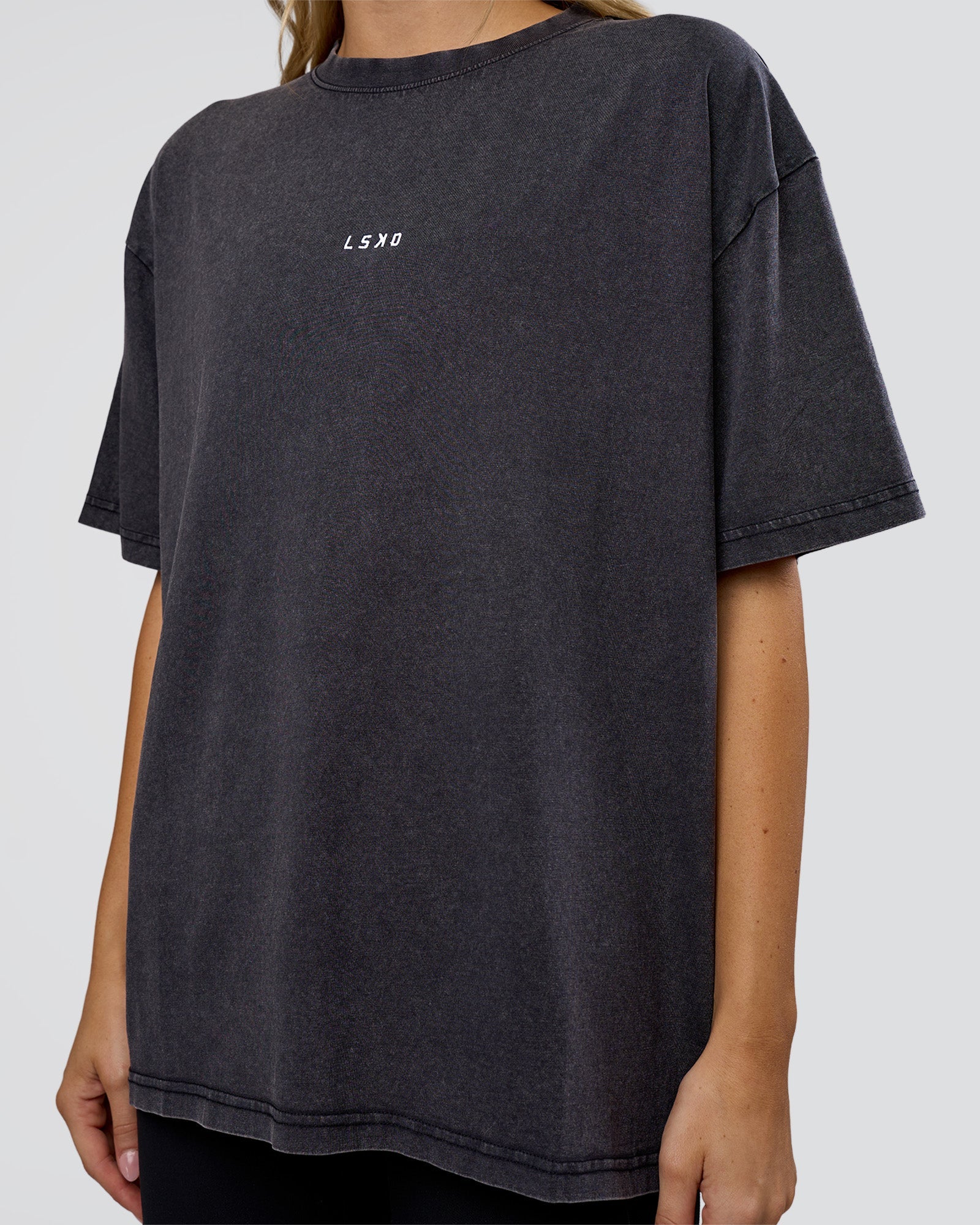 Go-To FLXCotton Oversized Tee - Black Washed-White | LSKD – LSKD US