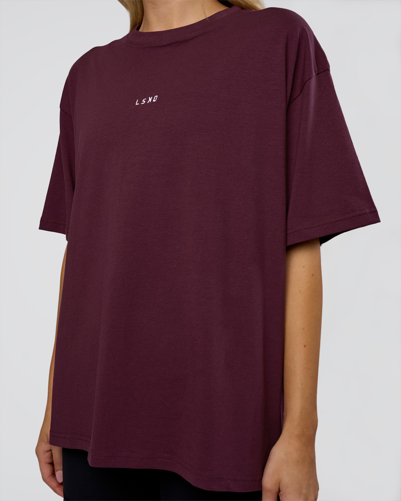 Go-To FLXCotton Oversized Tee - Cherry Lacquer-White | LSKD – LSKD US