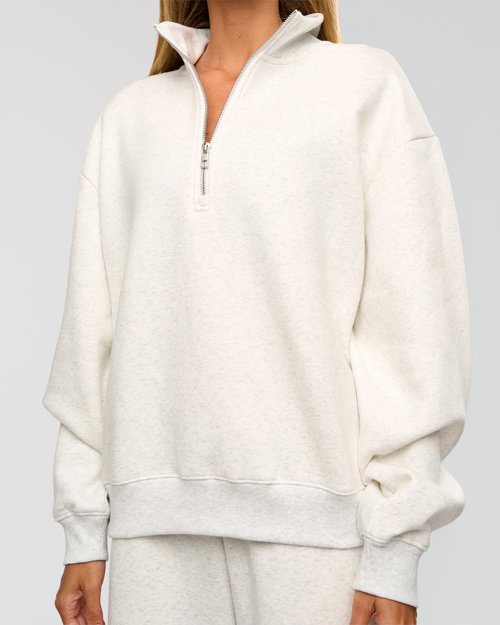 Go-To Oversized Quarter Zip Sweater - Silver Marl | LSKD – LSKD US
