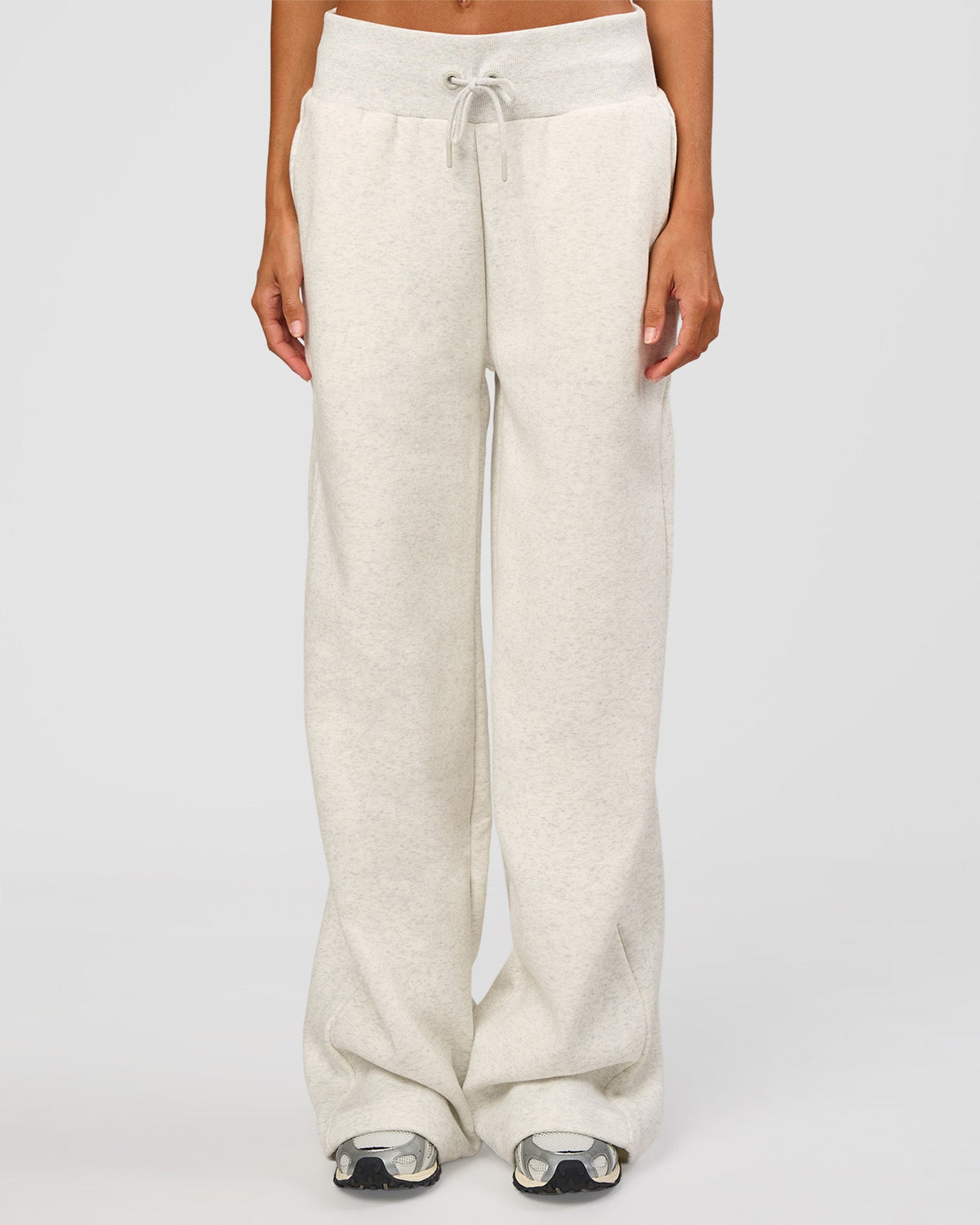 Woman wearing Go-To Wide Leg Track Pant Tall - Silver Marl | Model:Georgia | Size:XS - view 1