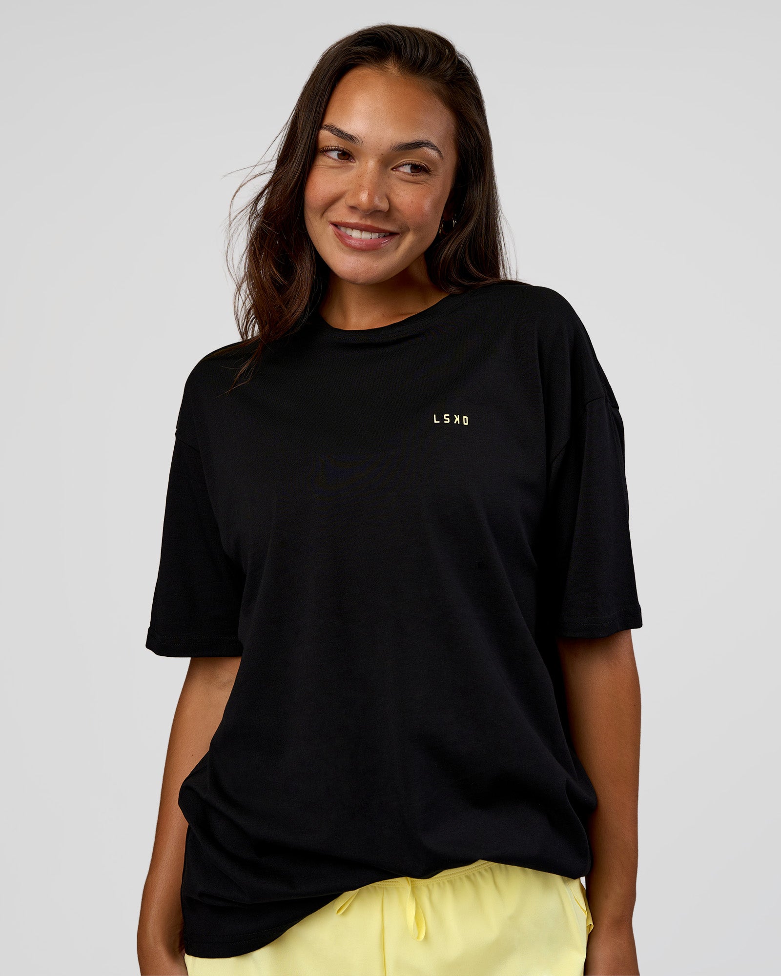 High Run FLXCotton Oversized Tee - Black-Yellow Fizz | LSKD – LSKD US