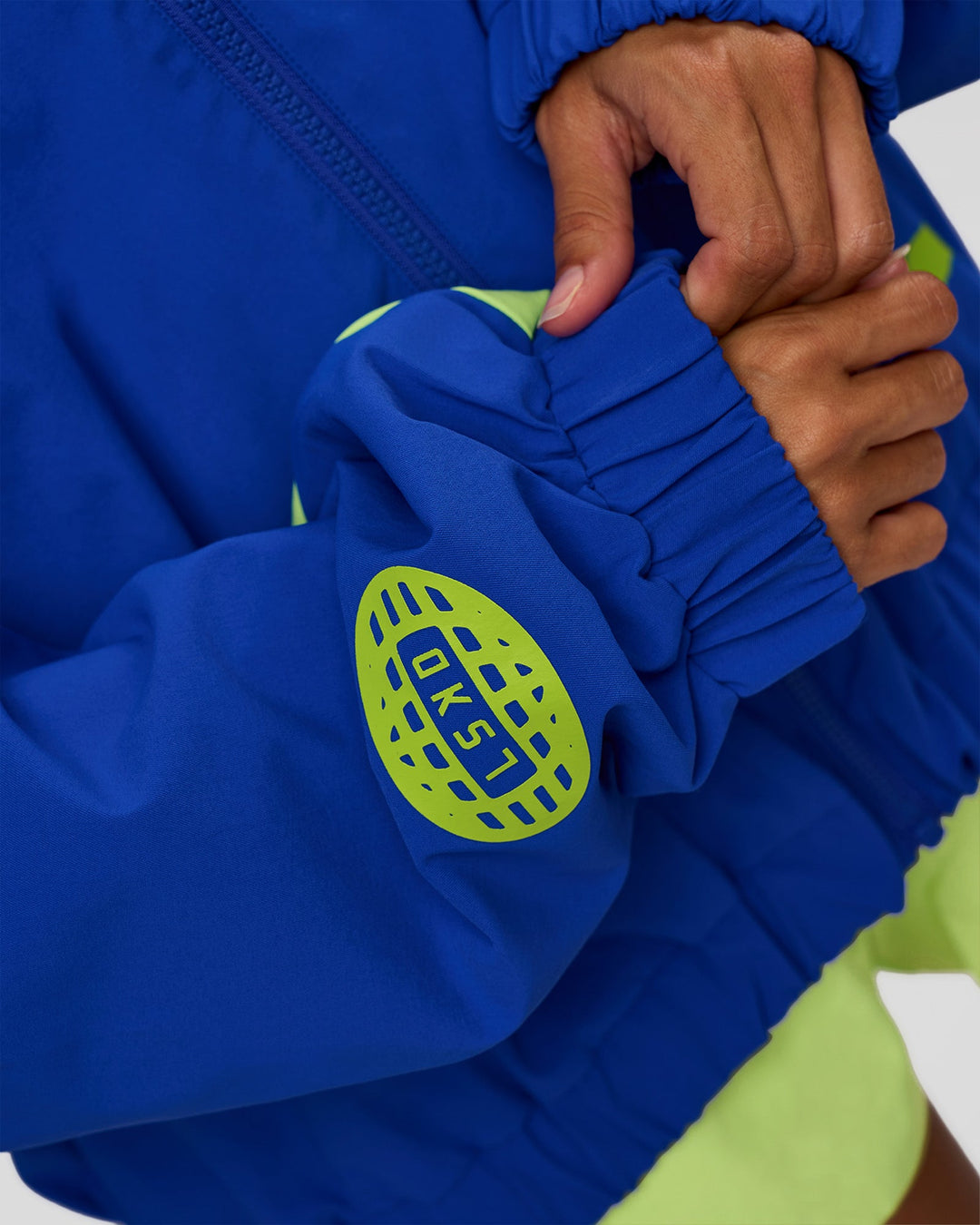 Woman wearing Hype Oversized Track Jacket - Electric Indigo | Model:Brylee | Size:XS - view 5
