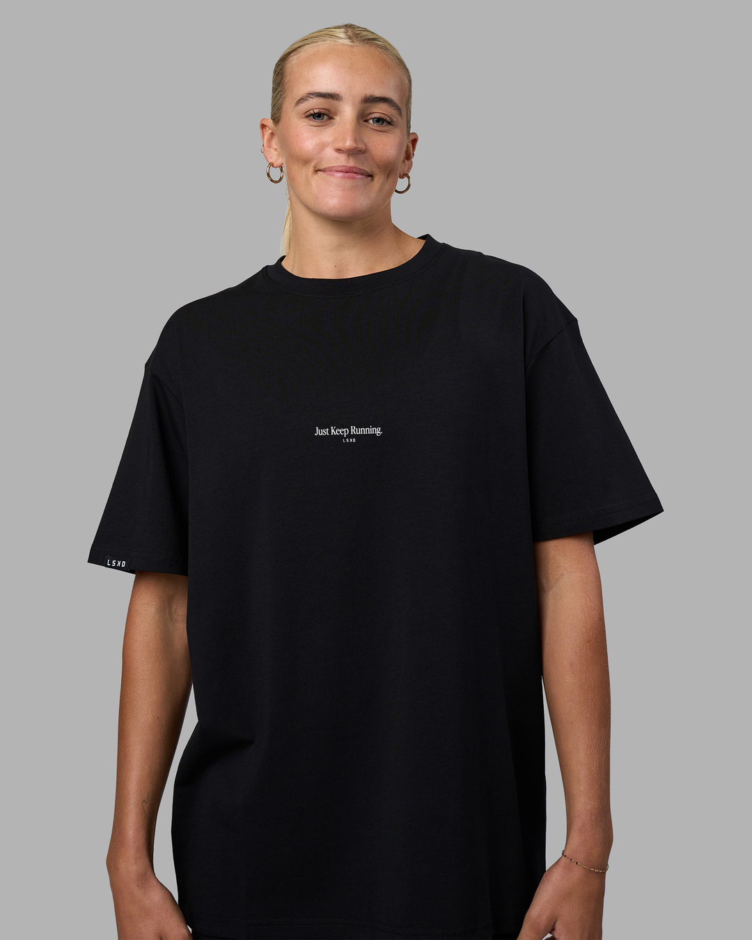 Just Keep Running FLXCotton Oversized Tee - Black | LSKD – LSKD US