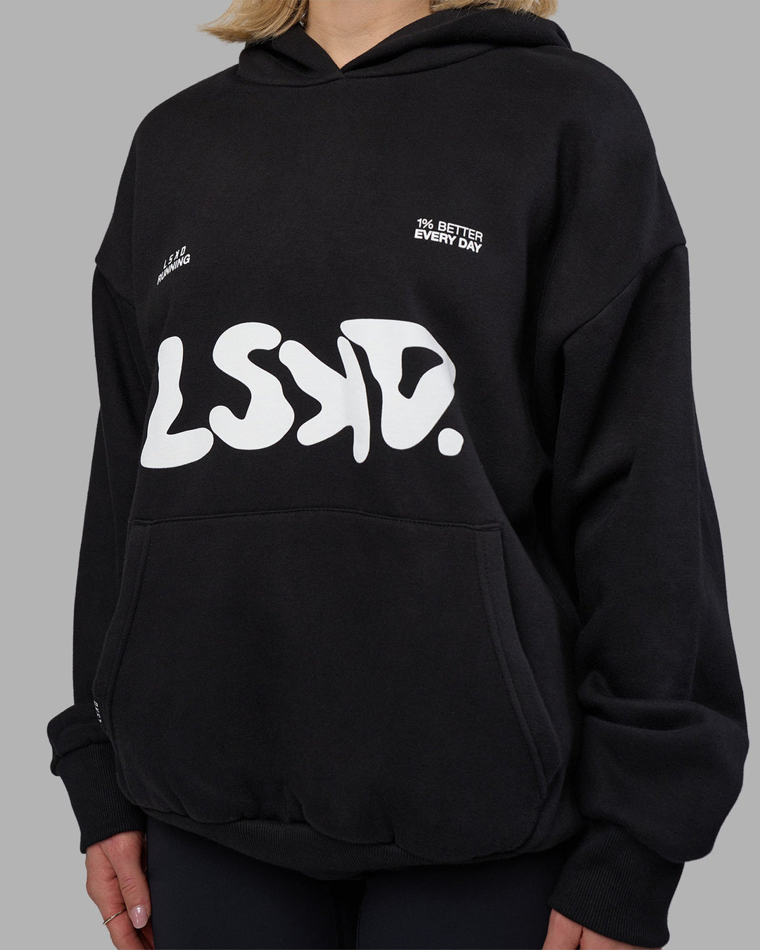 Woman wearing LSKD TRD Hoodie - Black | Model:Halle | Size:XS