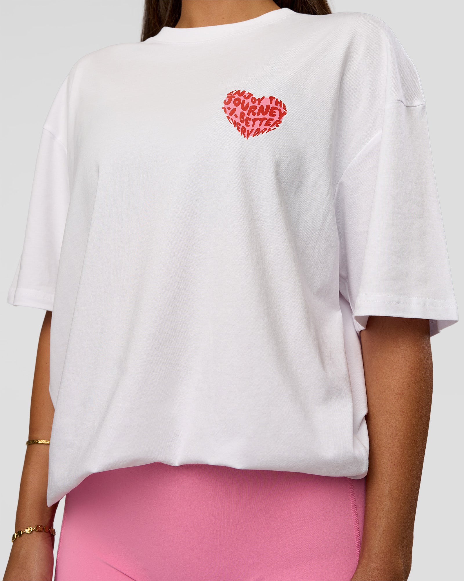 Love the Journey FLXCotton Oversized Tee - White-Candy Pink | LSKD