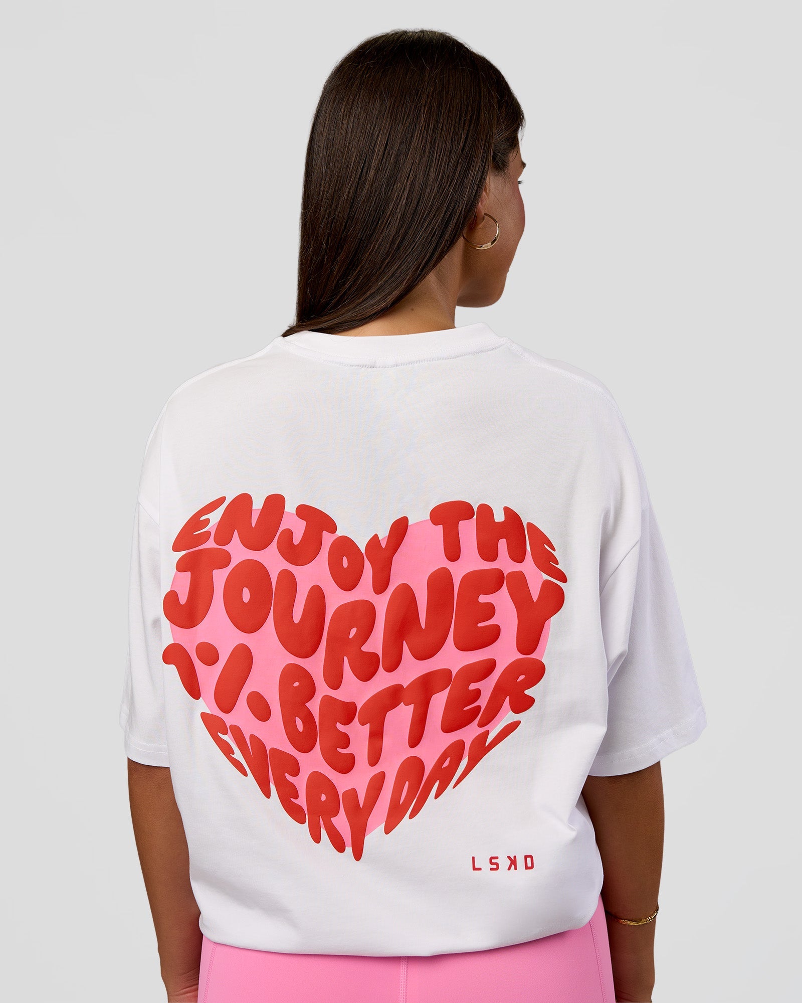 Love the Journey FLXCotton Oversized Tee - White-Candy Pink | LSKD