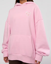 Woman wearing Love The Journey Unisex Oversized Hoodie - Marshmallow-White | Model:Brylee | Size:XS