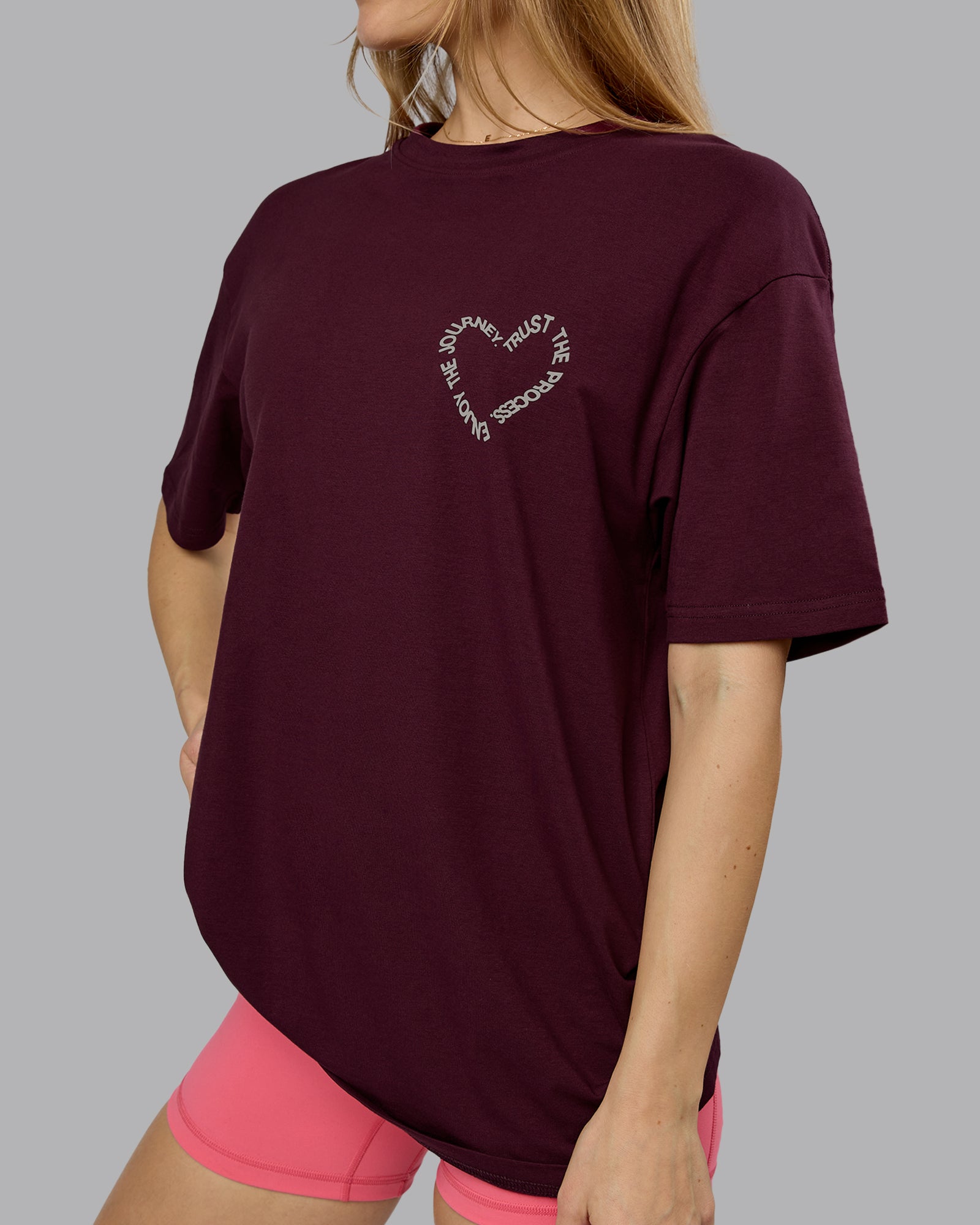 Love The Process Oversize Tee - Cherry Lacquer-Shale Beige | LSKD