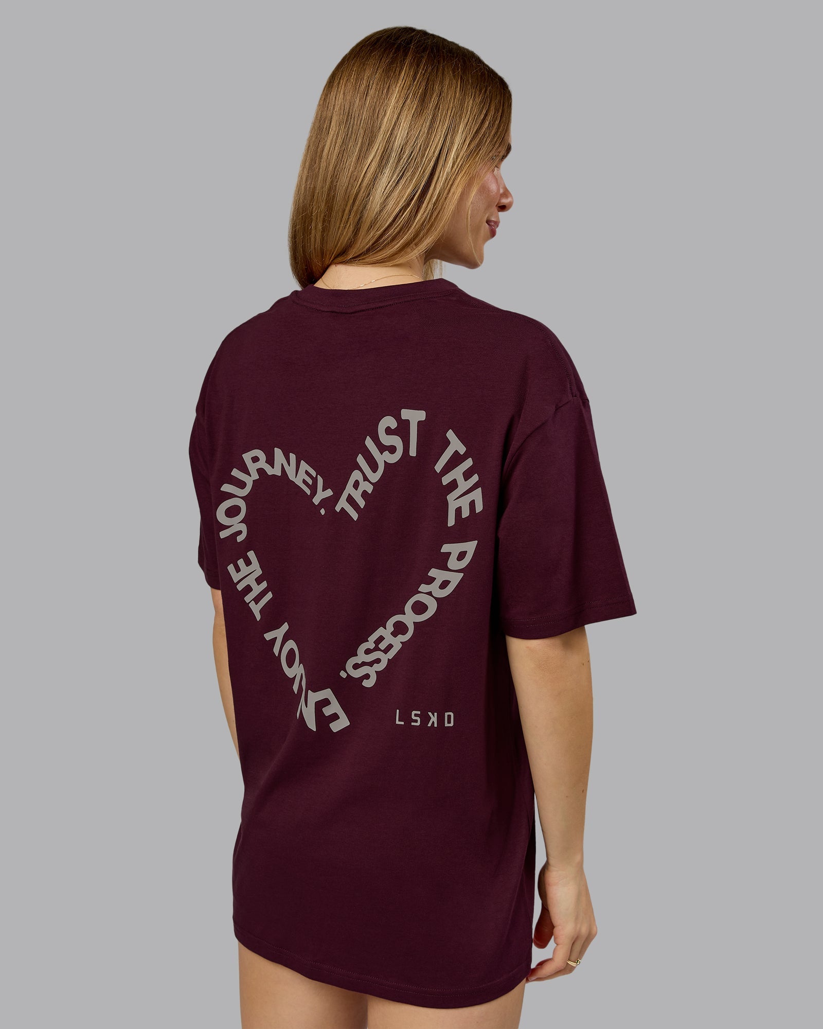 Love The Process Oversize Tee - Cherry Lacquer-Shale Beige | LSKD