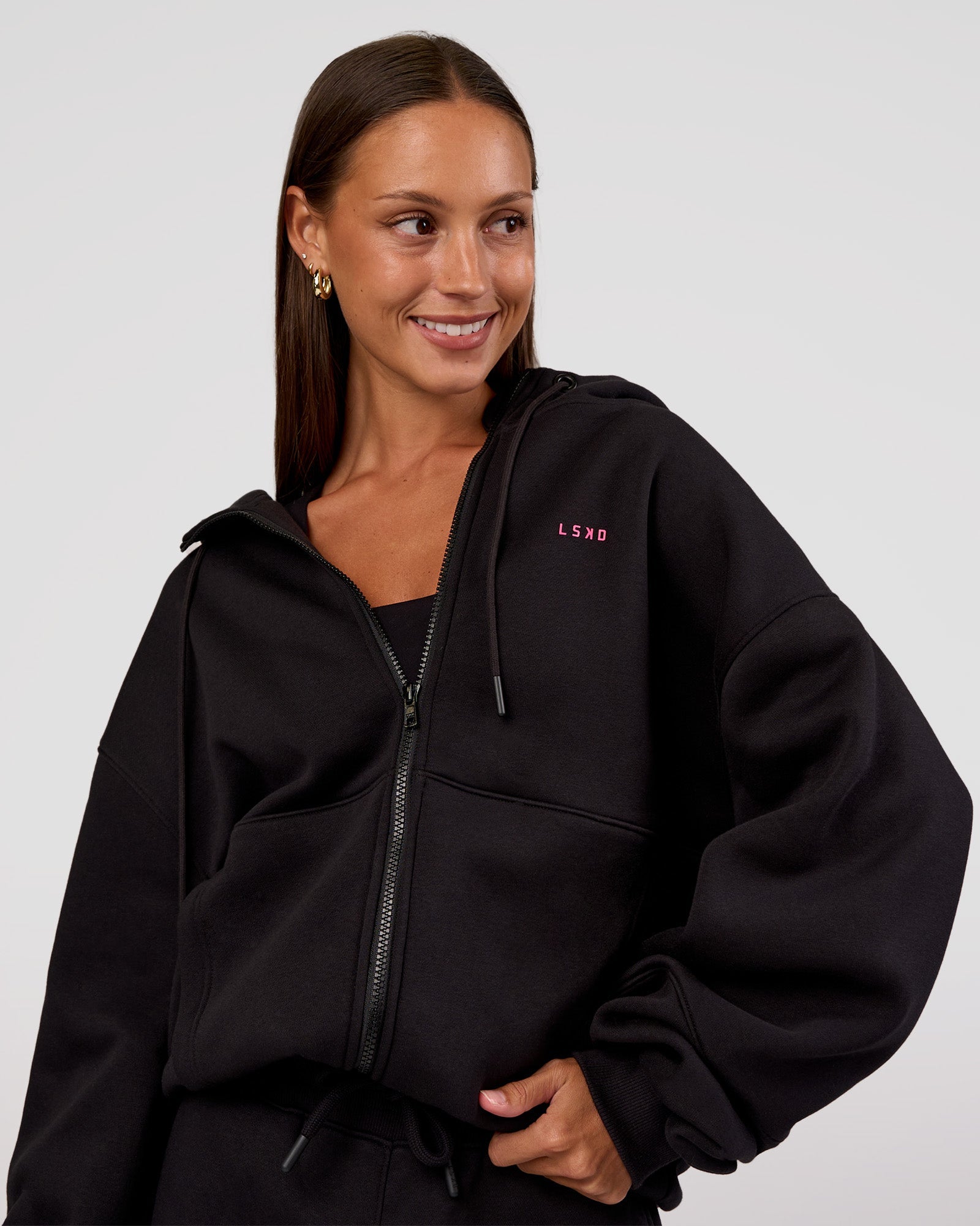 Love The Process Zip Through Hoodie - Black-Sugar Plum | LSKD