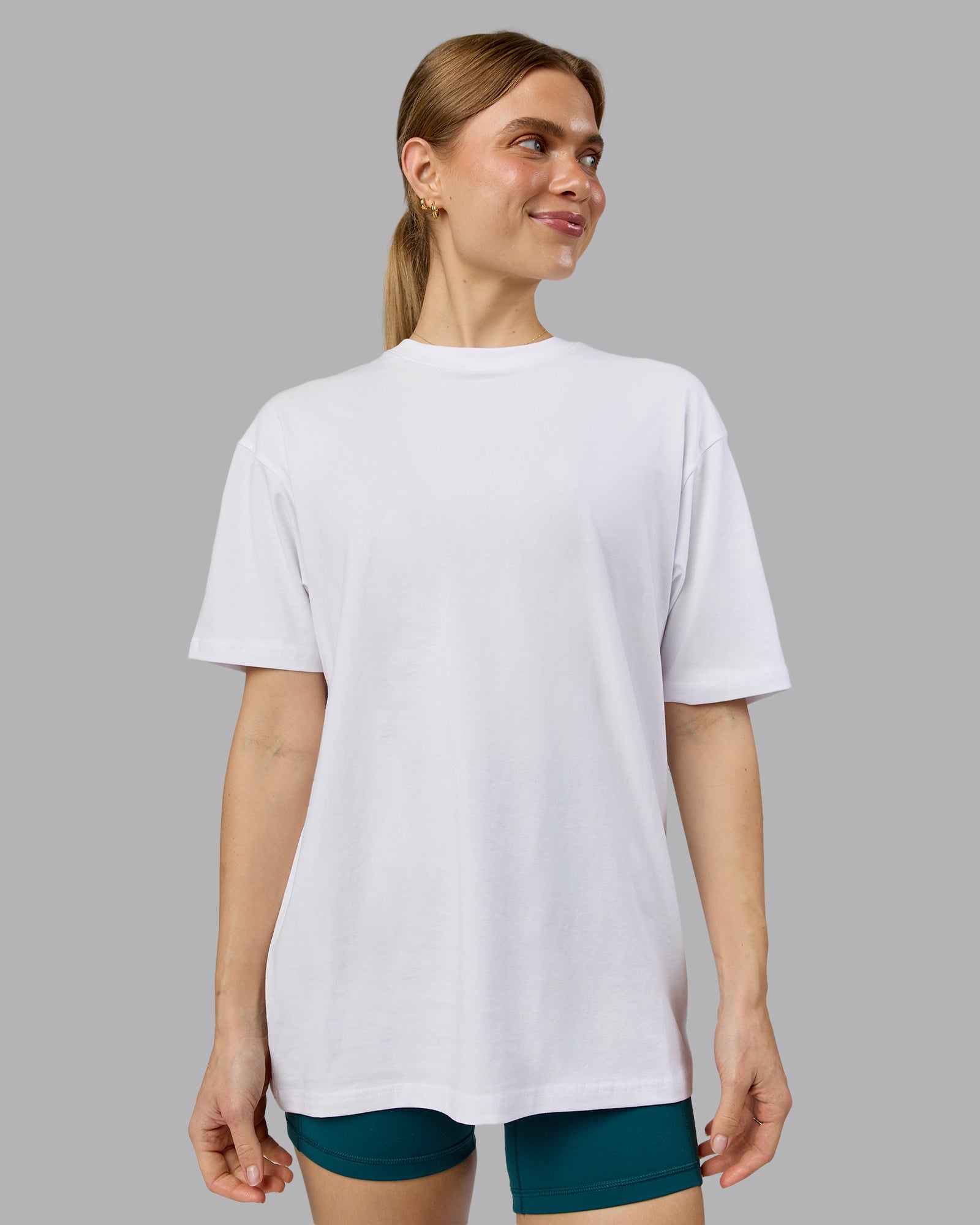 Love The Run FLXCotton Tee Oversize - White-Dark Moss | LSKD – LSKD US