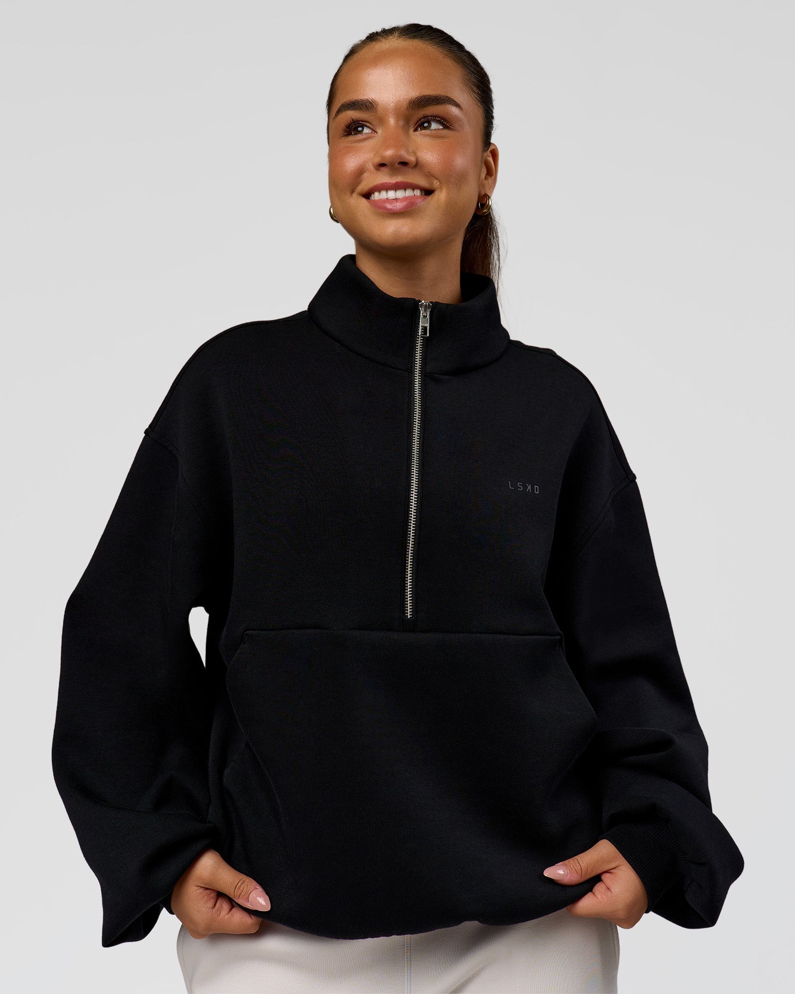 Luxe ZeroCrease Spacer Half Zip - Black | LSKD – LSKD US