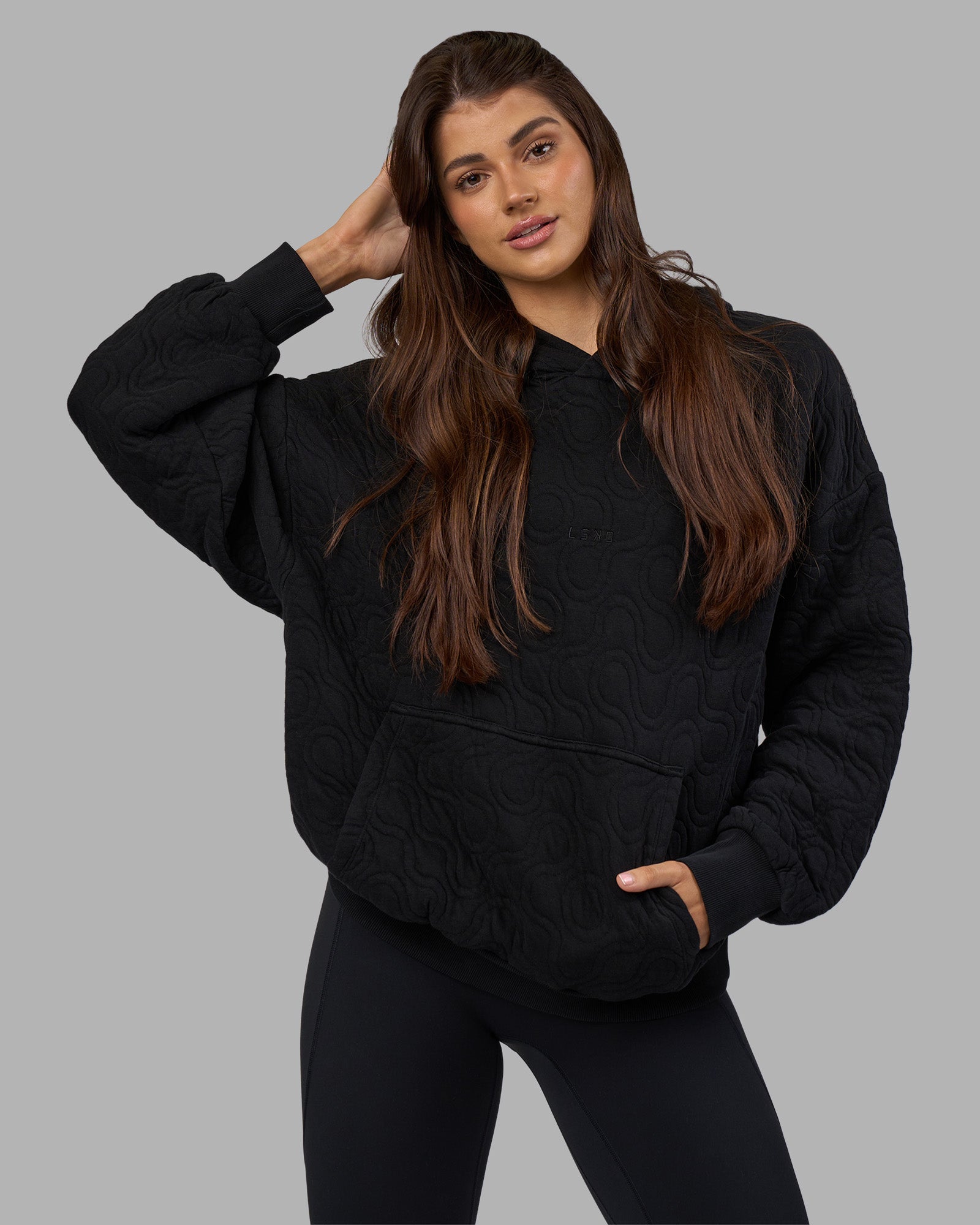 MVP Quilted Oversized Hoodie - Black-Geometric | LSKD – LSKD US