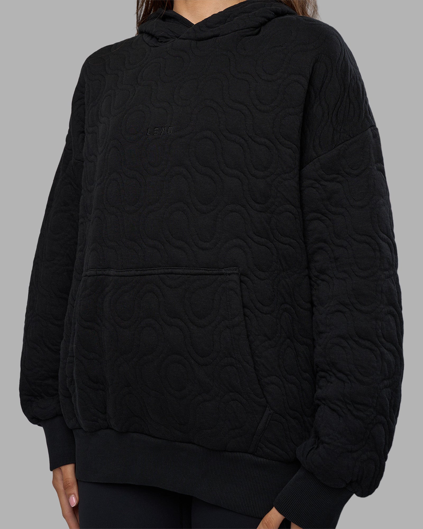 MVP Quilted Oversized Hoodie - Black-Geometric | LSKD – LSKD US