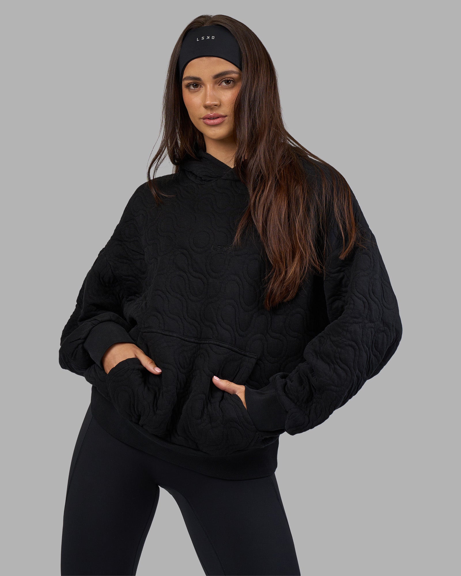 MVP Quilted Oversized Hoodie - Black-Geometric | LSKD – LSKD US