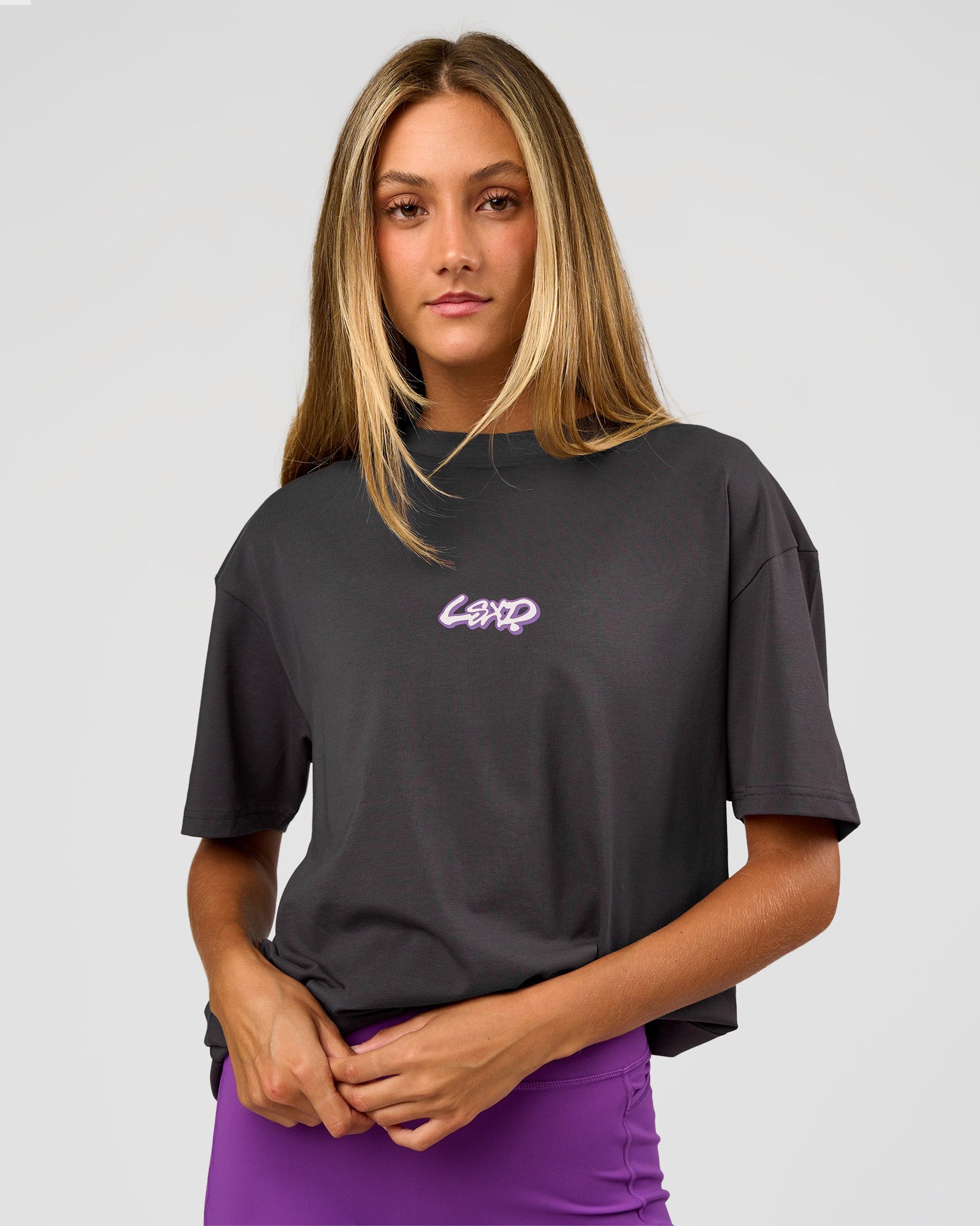 Miami Snatch FLXCotton Oversized Tee - Dark Storm-Marshmallow