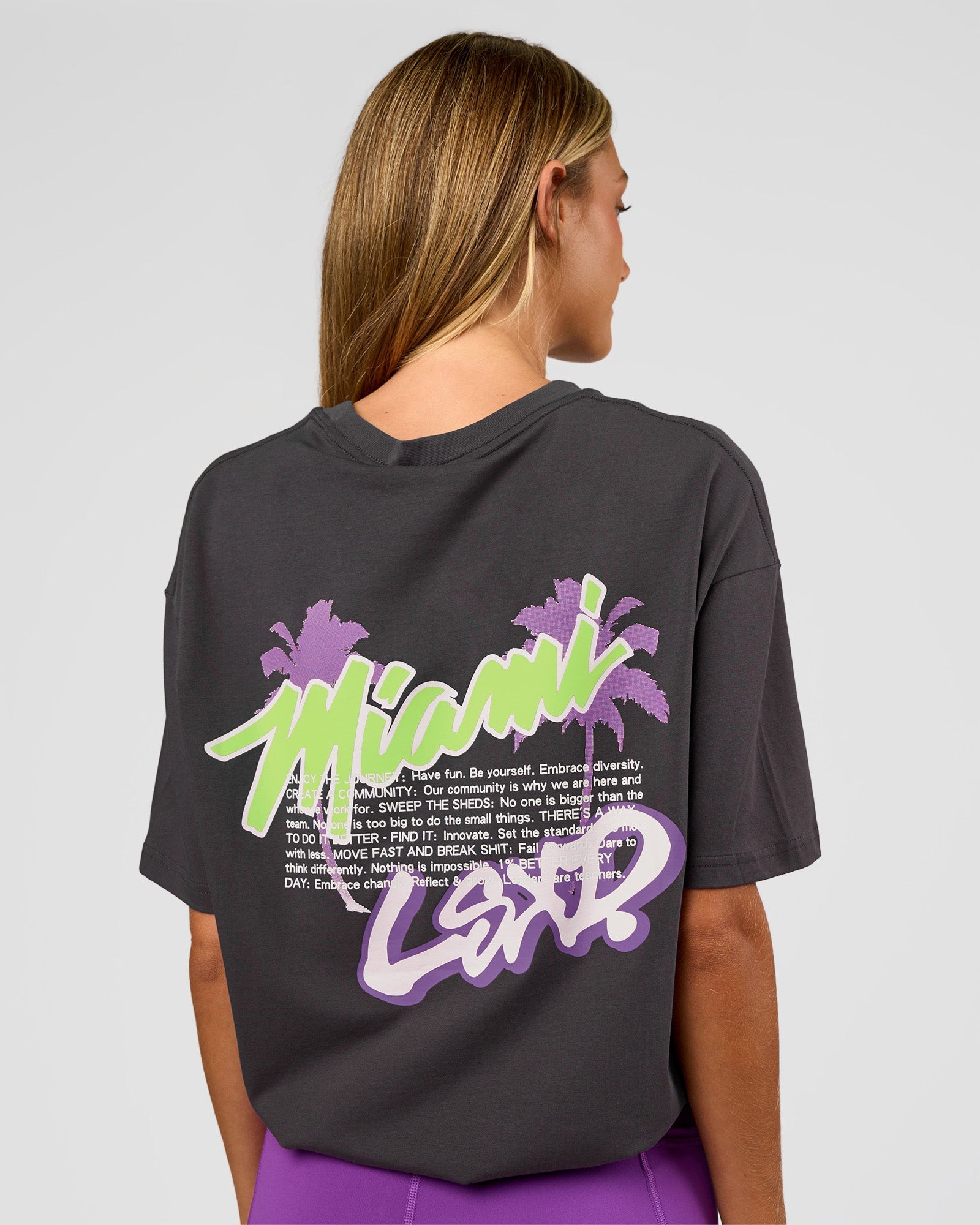 Miami Snatch FLXCotton Oversized Tee - Dark Storm-Marshmallow
