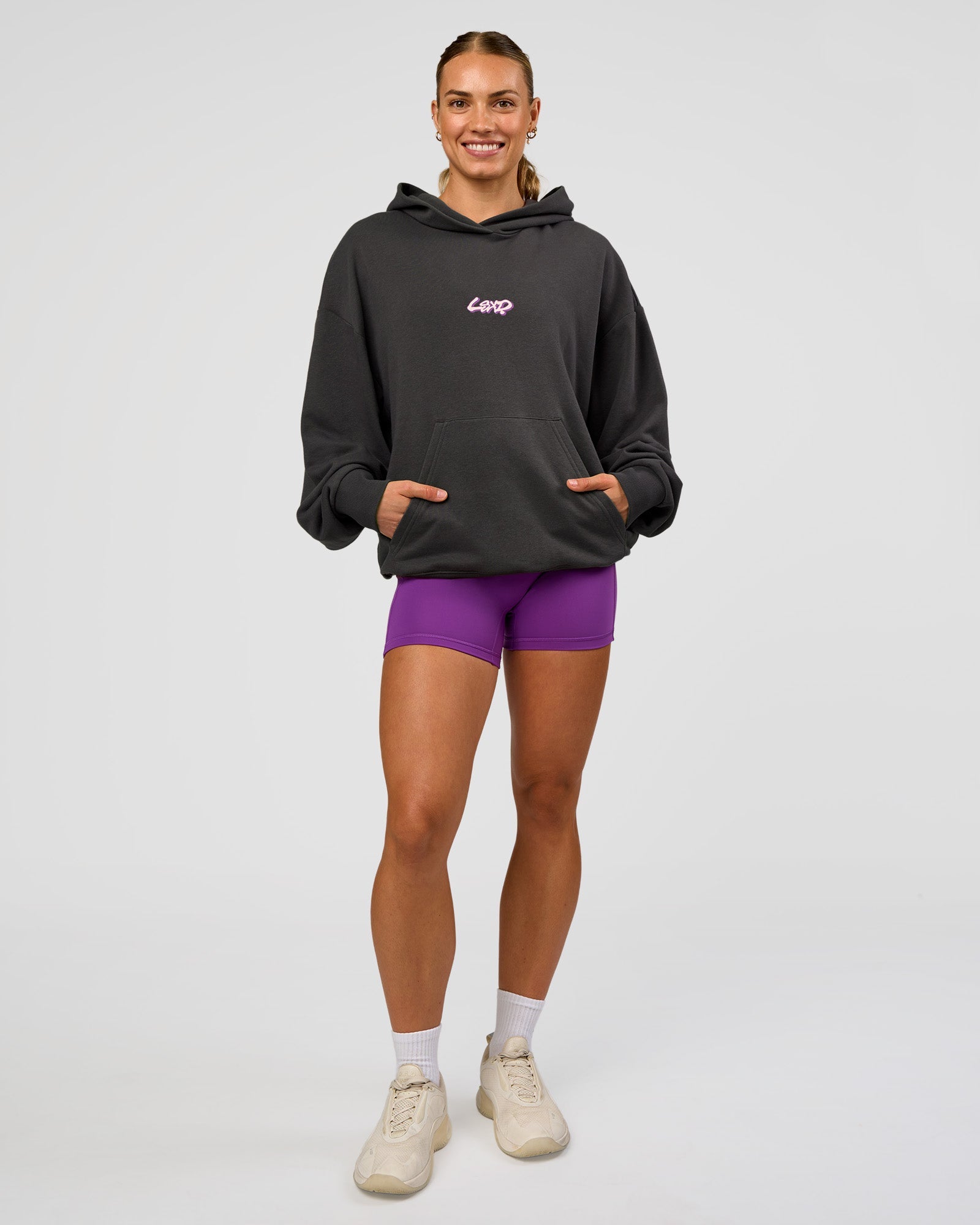 Miami Vibe Oversized Hoodie - Dark Storm-Marshmallow | LSKD – LSKD US