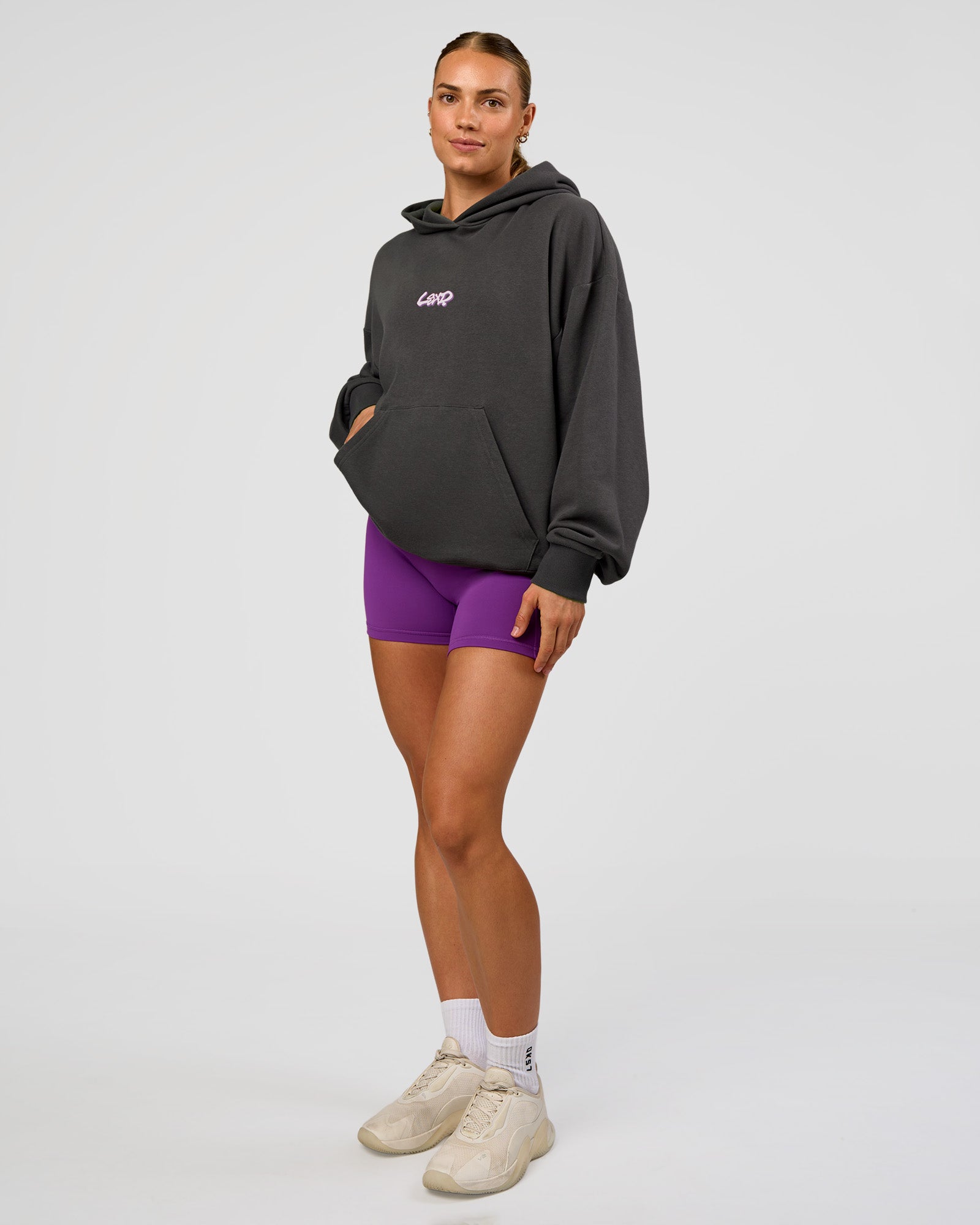 Miami Vibe Oversized Hoodie - Dark Storm-Marshmallow | LSKD – LSKD US