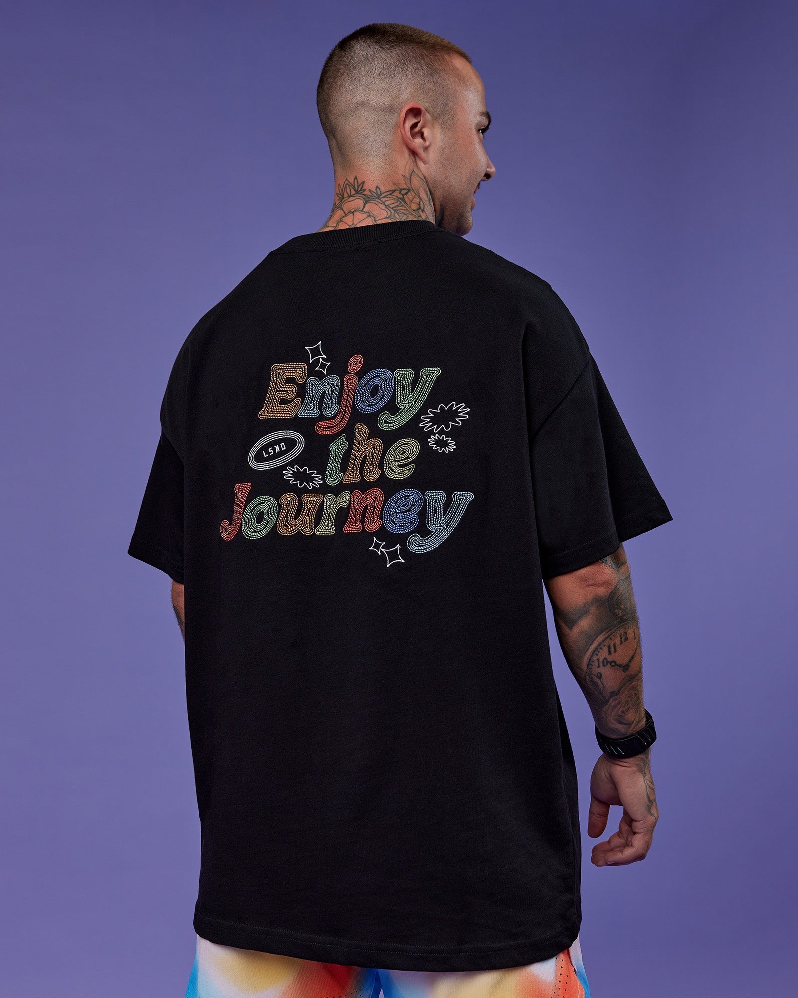 Our Journey Heavyweight Oversized Tee - Black-Rainbow | LSKD