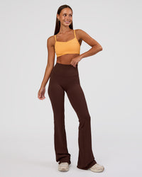 Woman wearing Peaches Elixir High-Rise Flared Pant - Hot Chocolate | Model:Brylee | Size:XS | Thumbnail Index: 6