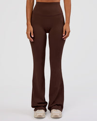Woman wearing Peaches Elixir High-Rise Flared Pant - Hot Chocolate | Model:Brylee | Size:XS | Thumbnail Index: 1