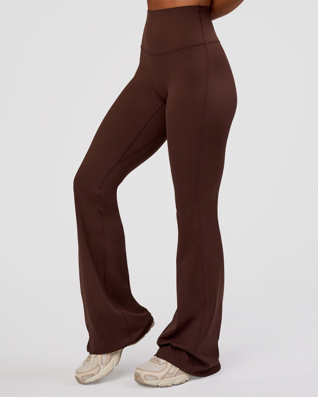 Woman wearing Peaches Elixir High-Rise Flared Pant - Hot Chocolate | Model:Brylee | Size:XS - view 9