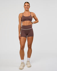 Woman wearing Pinnacle Sports Bra - Cocoa Powder | Model:Maja | Size:XS | Thumbnail Index: 6