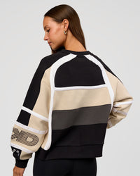 Woman wearing Power Sweater - Black-Shale Beige | Model:Brylee | Size:XS | Thumbnail Index: 3