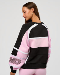 Woman wearing Power Sweater - Caviar-Marshmallow | Model:Brylee | Size:XS