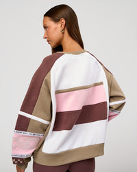 Woman wearing Power Sweater - Cocoa Powder-Marshmallow | Model:Brylee | Size:XS