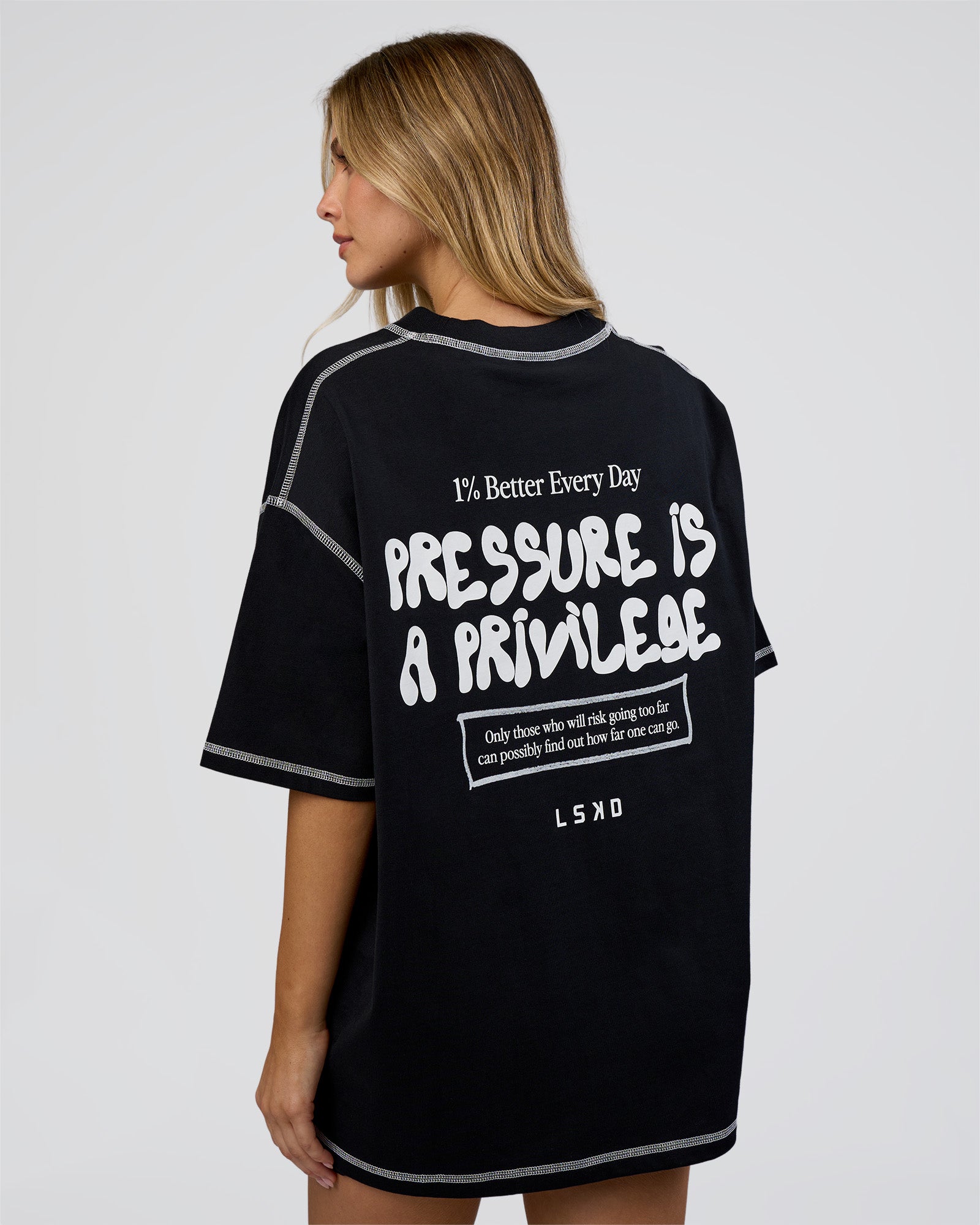 Pressure is Privilege Oversized Tee - Black-White | LSKD – LSKD US