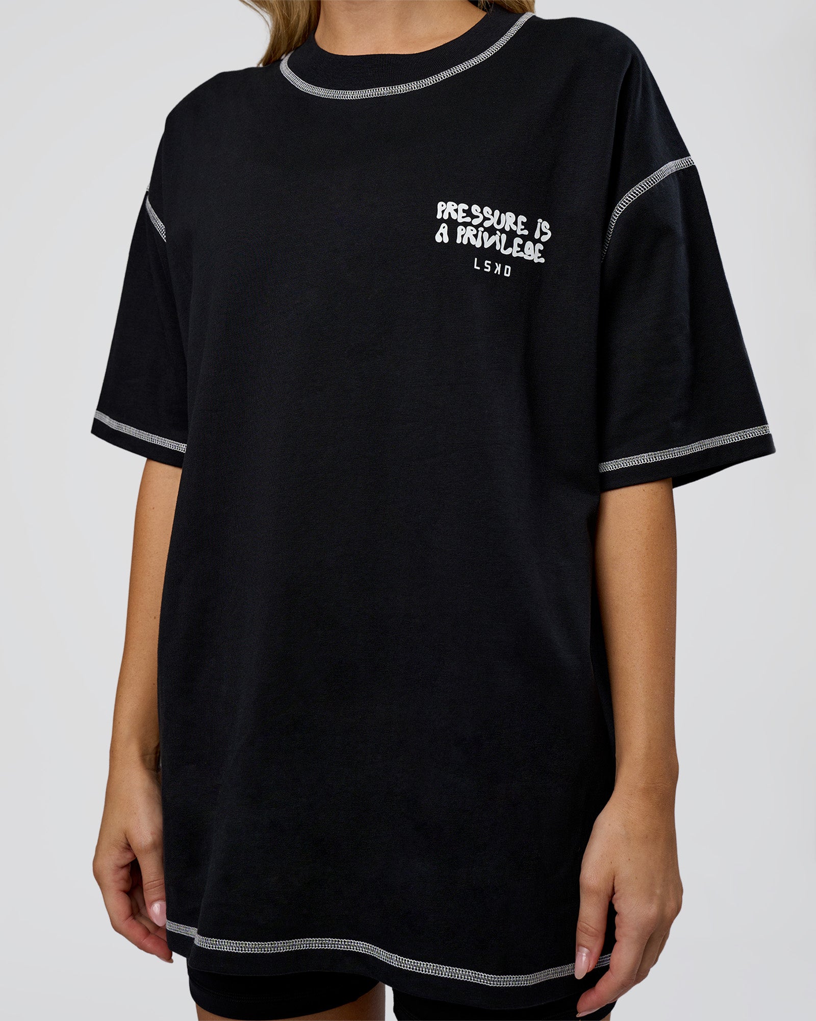 Pressure is Privilege Oversized Tee - Black-White | LSKD – LSKD US