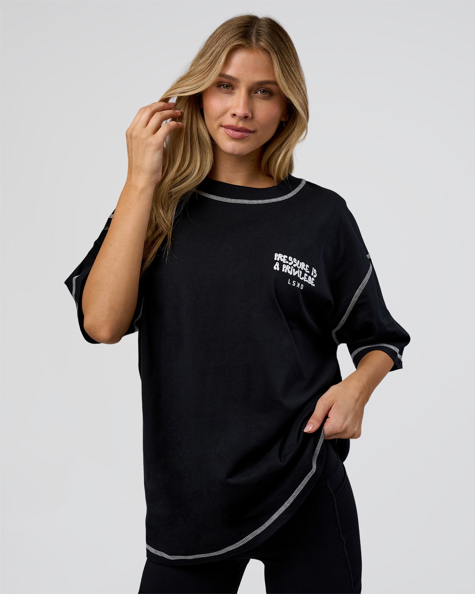 Pressure is Privilege Oversized Tee - Black-White | LSKD – LSKD US Pressure is Privilege Oversized Tee - Black-White | LSKD – LSKD US