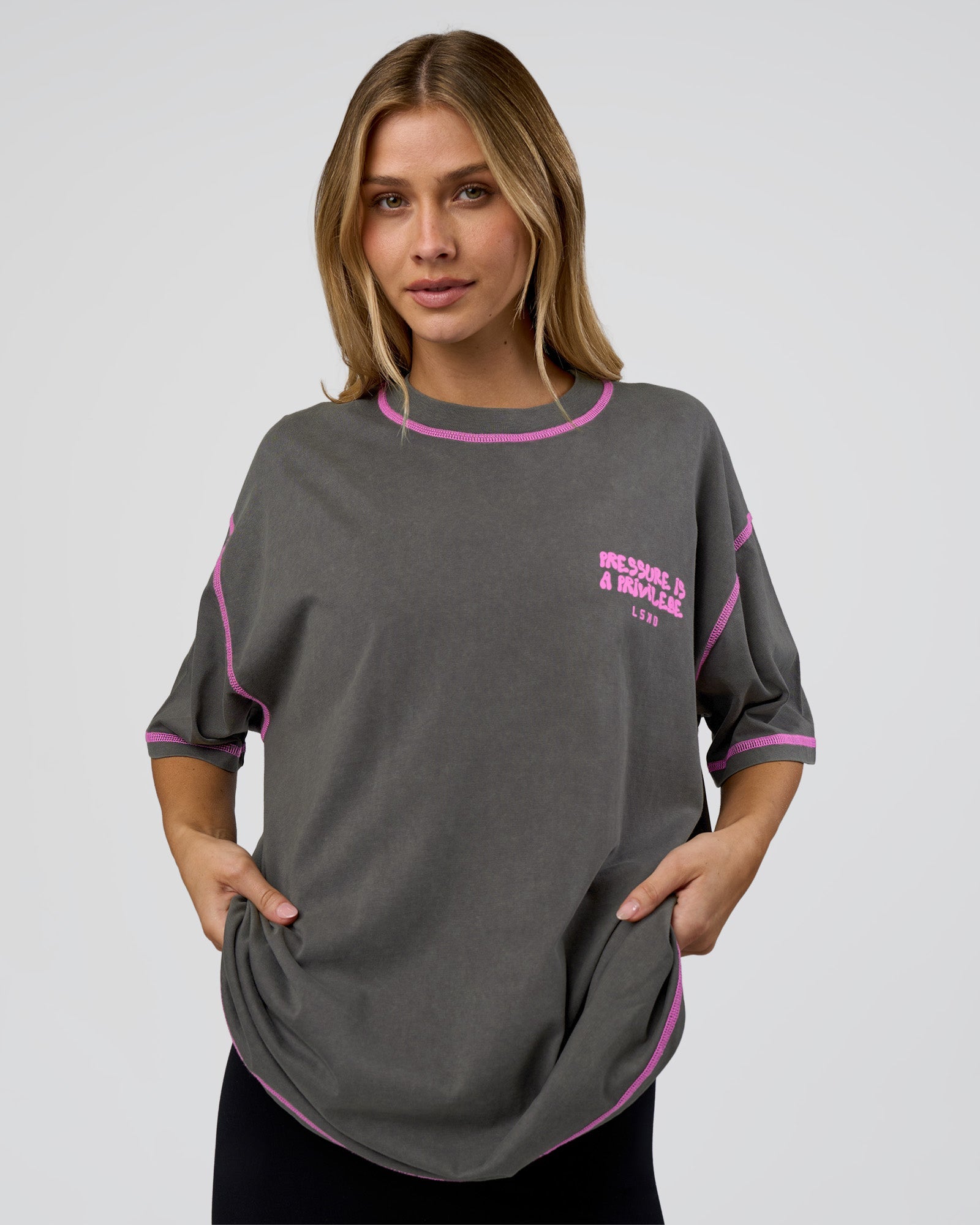 Pressure is Privilege Oversized Tee - Dark Storm Washed-Ultra