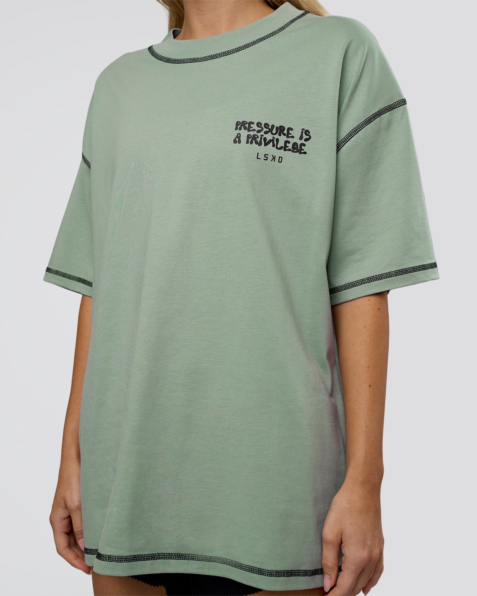 Pressure is Privilege Oversized Tee - Iceberg Green-Black | LSKD