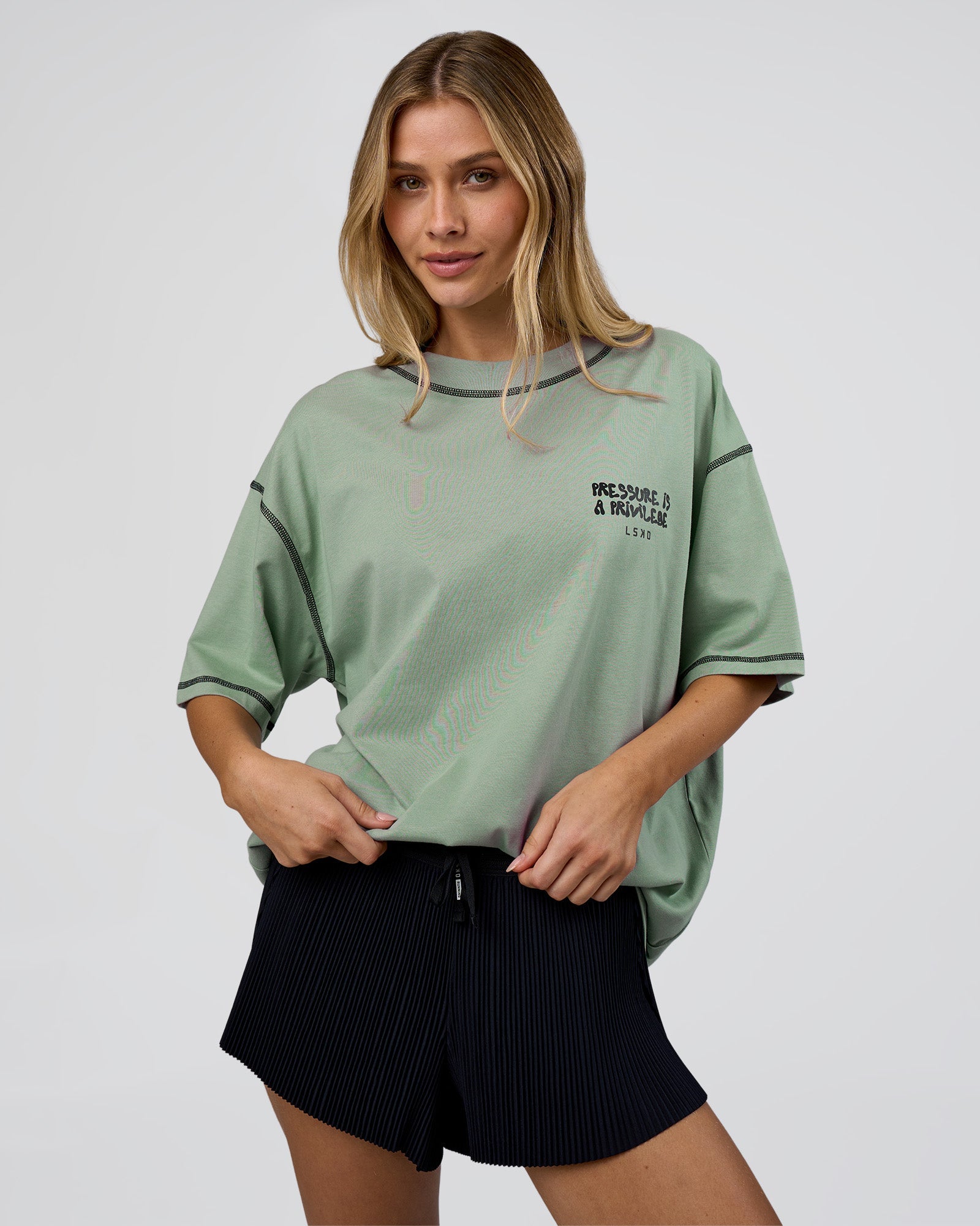 Pressure is Privilege Oversized Tee - Iceberg Green-Black | LSKD