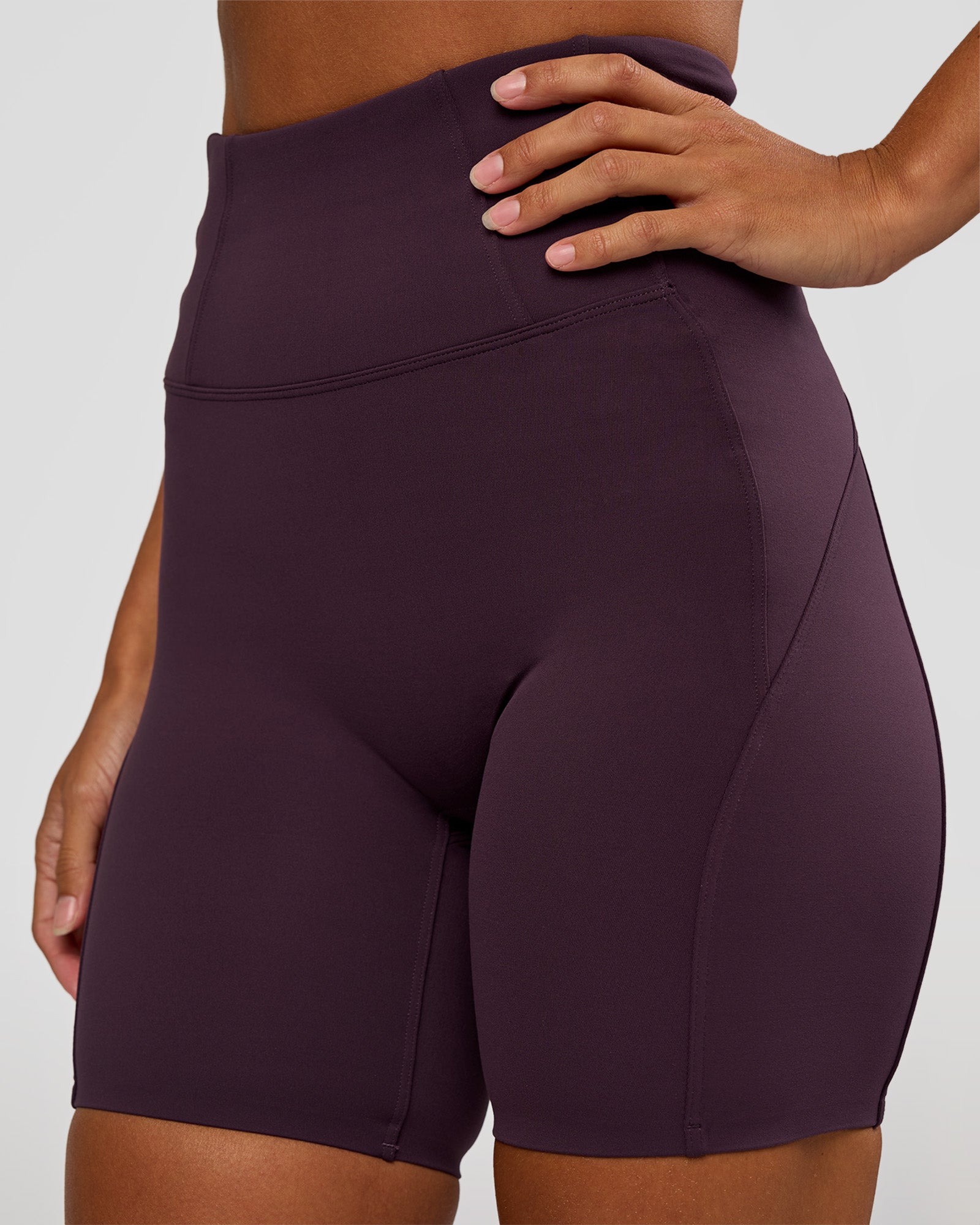 Woman wearing Progression Ultra High-Rise 6" Short - Midnight Plum | Mode:Brylee | Size:XS