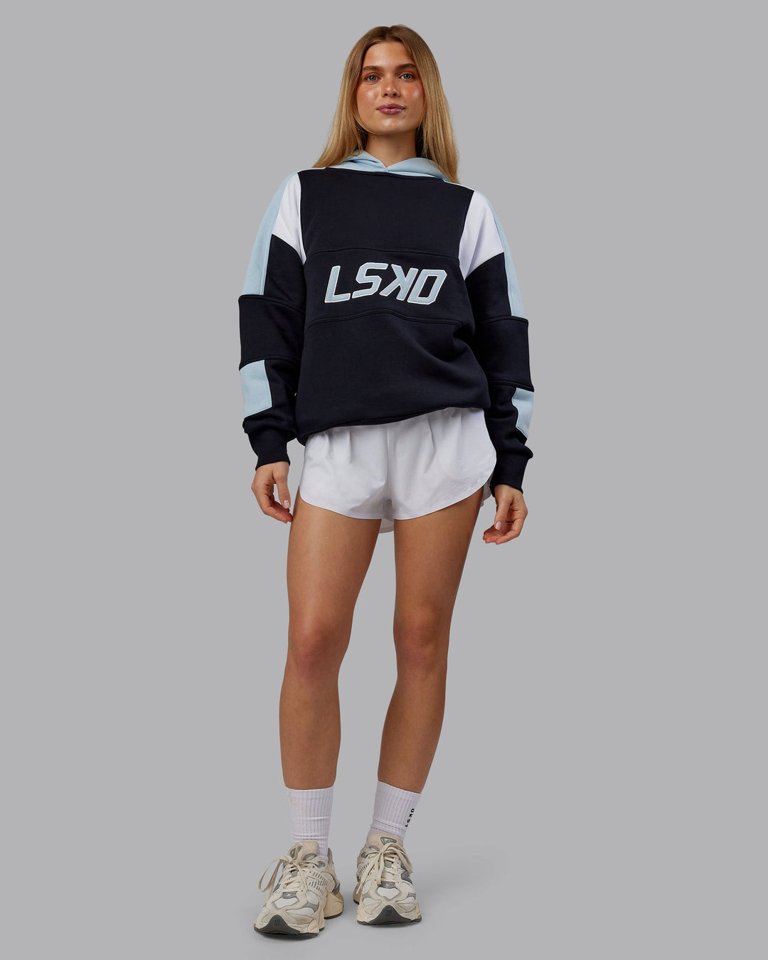Woman wearing Slam Oversized Hoodie - Caviar-Skyride | Model:Emilie | Size:XS