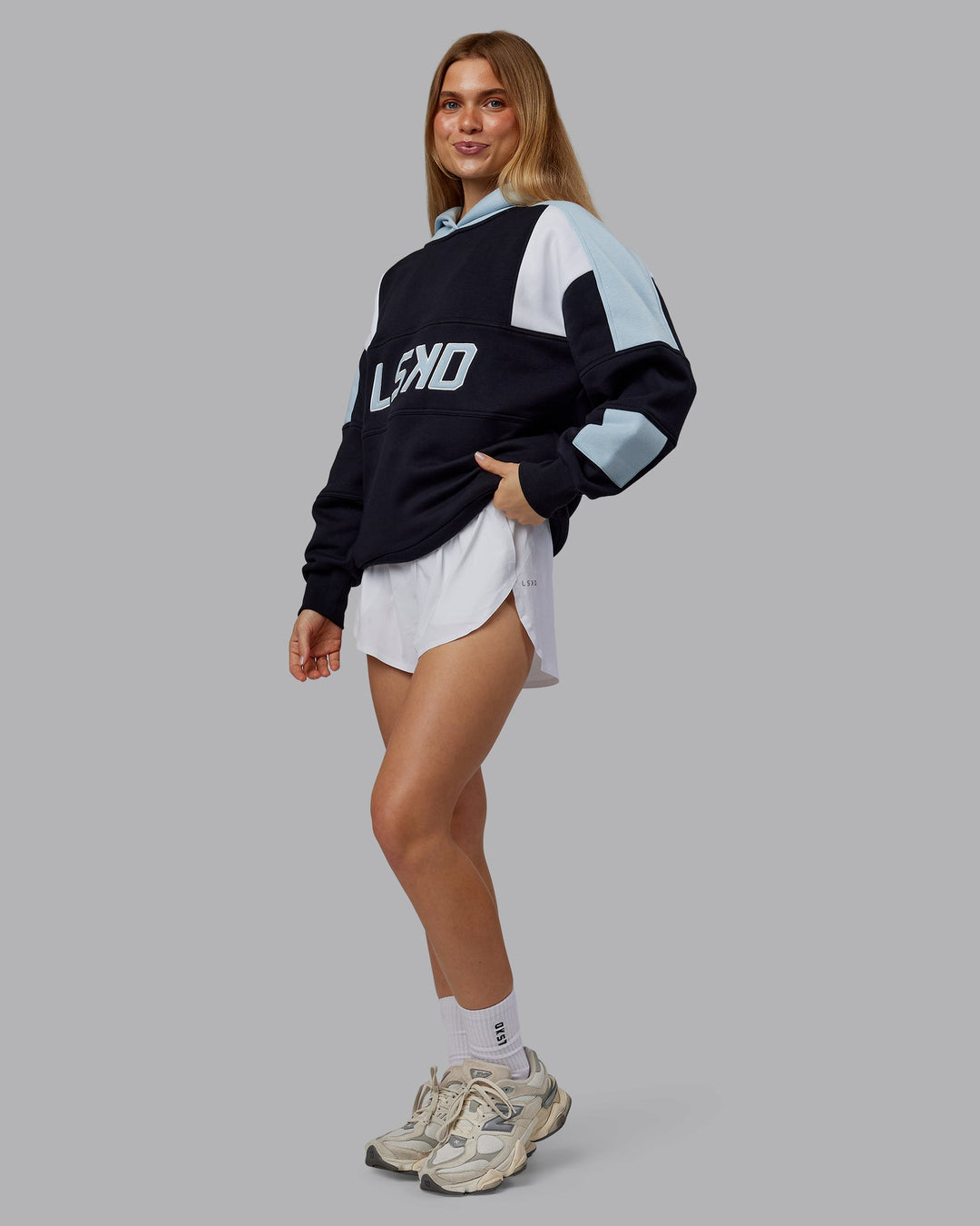Woman wearing Slam Oversized Hoodie - Caviar-Skyride | Model:Emilie | Size:XS