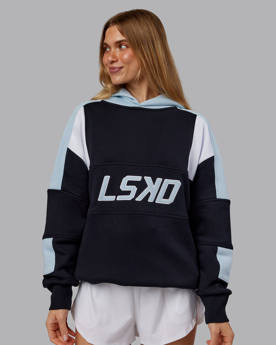 Woman wearing Slam Oversized Hoodie - Caviar-Skyride | Model:Emilie | Size:XS