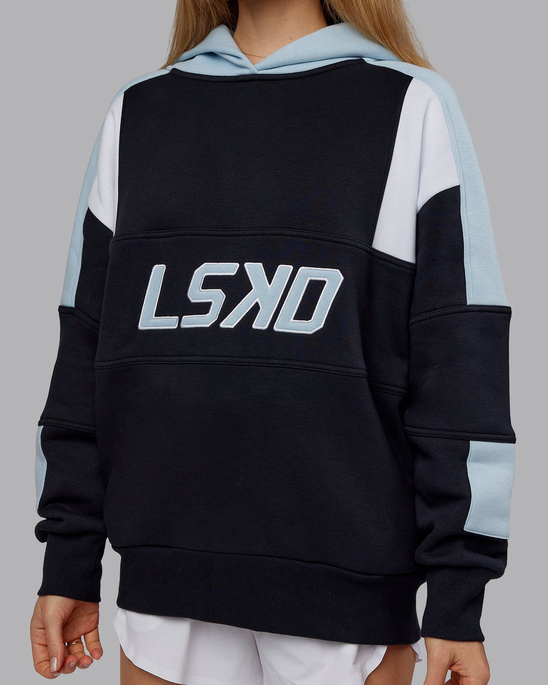 Woman wearing Slam Oversized Hoodie - Caviar-Skyride | Model:Emilie | Size:XS