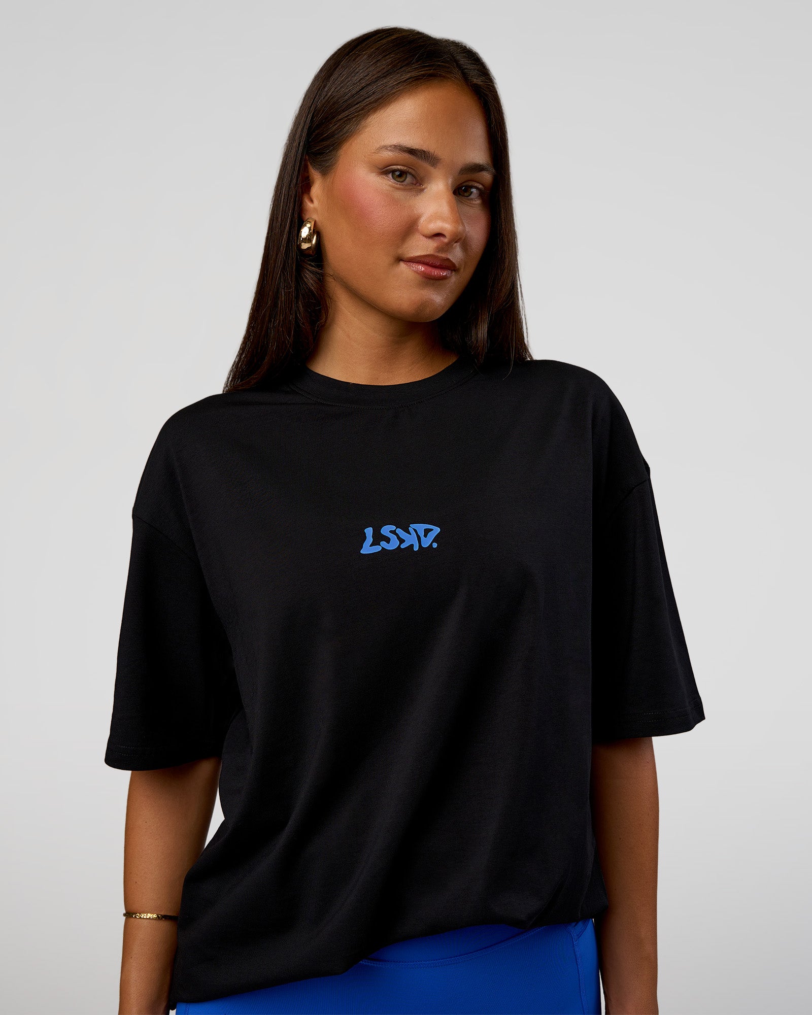 Standard Issue FLXCotton Oversized Tee - Black-Palace Blue | LSKD